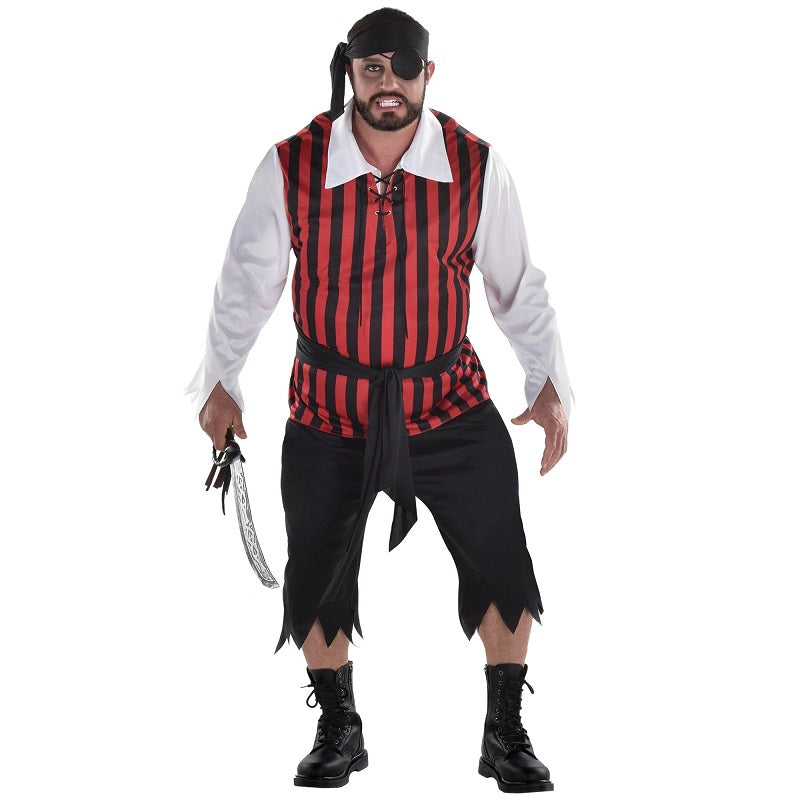 Costume homme pirate rayé rouge et noir