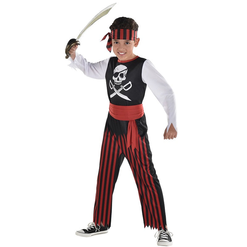 Costume enfant pirate rayé rouge et noir