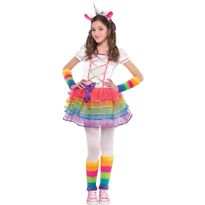 Costume enfant licorne robe arc-en-ciel (L)