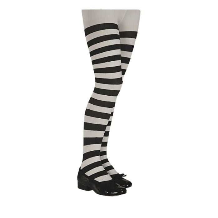Bas collant femme rayé noir et blanc horizontal