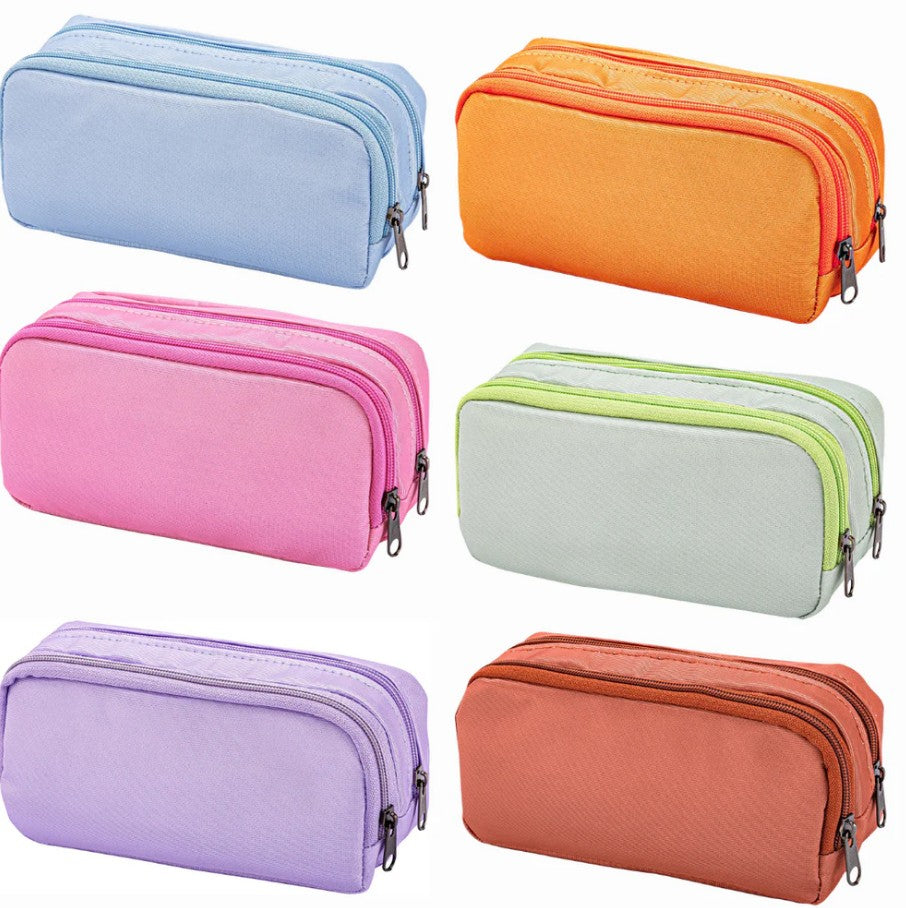 Étui à crayons avec 2 compartiments pastel