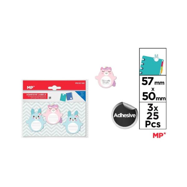 Languette adhésive MP Lapin et licorne (3 paquets de 25 unités)