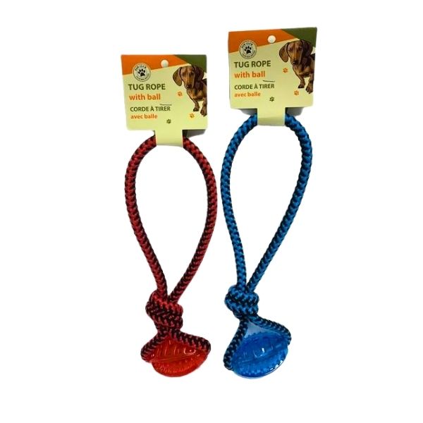 Jouet pour chien corde avec balle 13,5 po