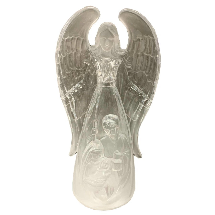 Scène de la nativité avec un ange 8,25 po lumineux