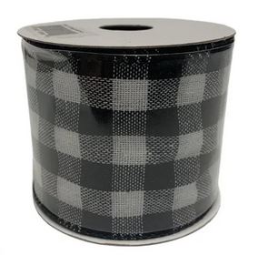 Ruban décoratif en jute 2,5 po x 9 pi carreaux noir et blanc