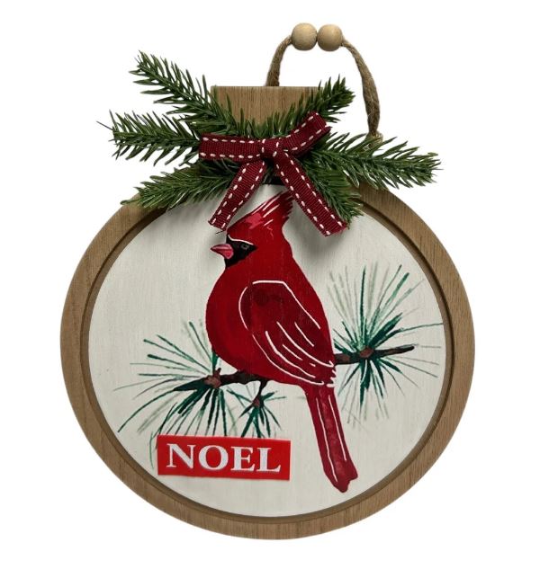 Décoration murale avec un cardinal sur une branche 8 po x 9 po