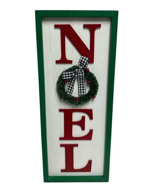 Plaque de bois décorative Noël 6,75 po x 16,5 po
