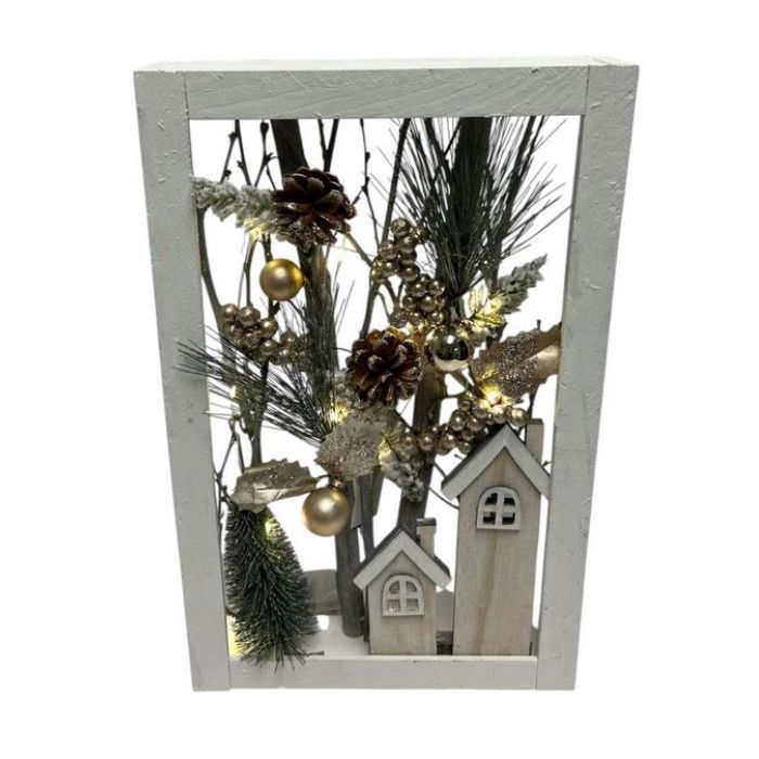 Cadre en bois blanc DEL 10 po x 6 po