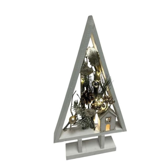 Sapin en bois DEL 10 po x 18 po blanc