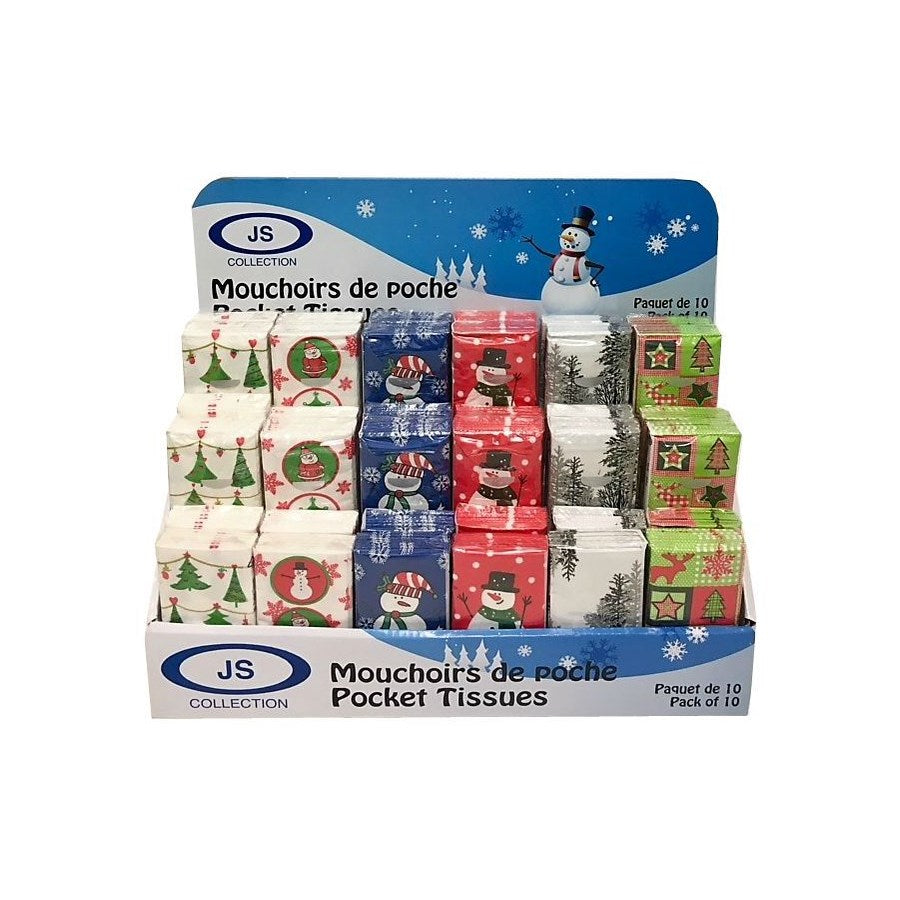 Mouchoirs de poche imprimé Noël (paquet de 10)
