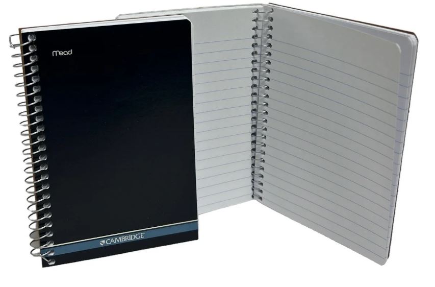 Cahier de notes spirale 4 po x 6 po 70 pages noir