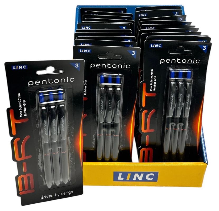 Stylo à bille 0,7 mm Pentonic bleu (Paquet de 3)
