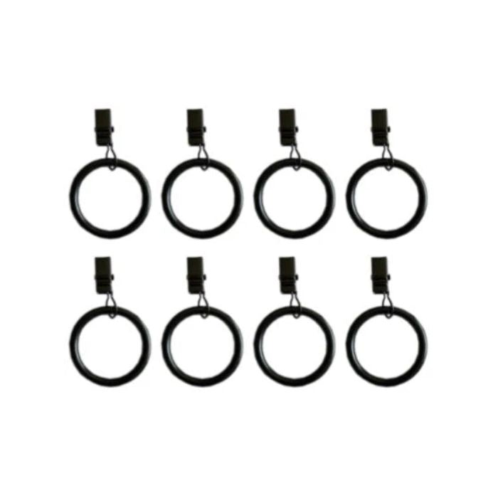 Anneau avec pince pour rideau 35/40mm noir (paquet de 8)