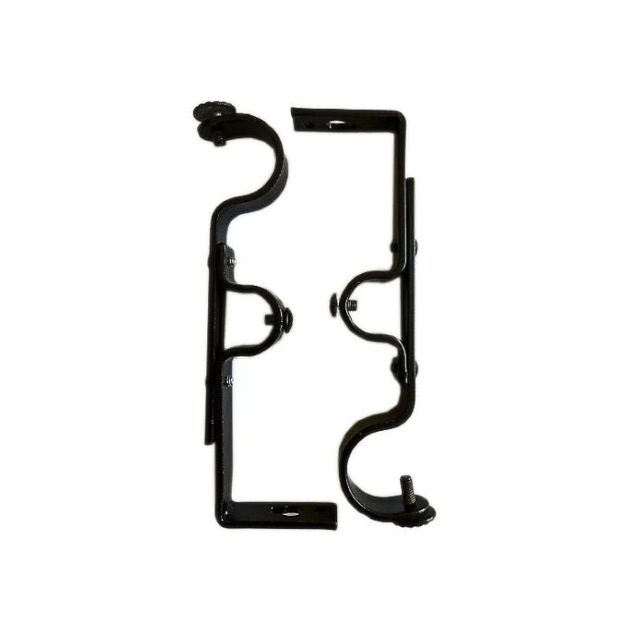 Support à pôle à rideau double noir (paquet de 2)