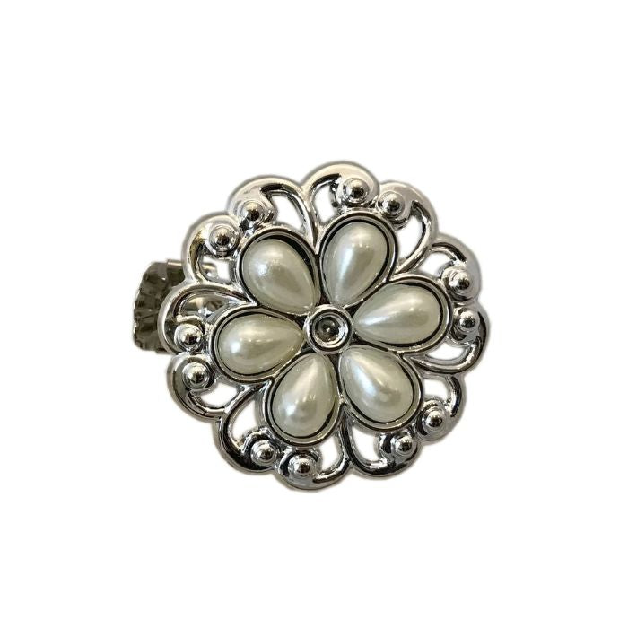 Pince à rideau 2,25 po x 2,25 po argent et perles