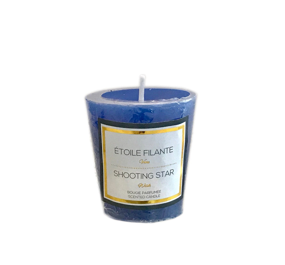 Chandelle votive parfumée 2 po x 2 po étoile filante bleu