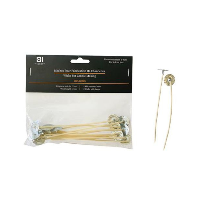Mèches pour fabrication de chandelles 2,4 po à 3 po