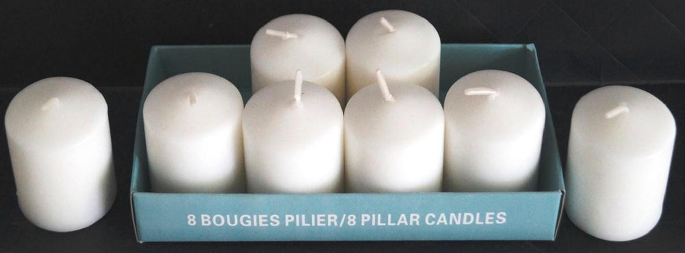 Chandelle votive non parfumée blanche (boîte de 8)