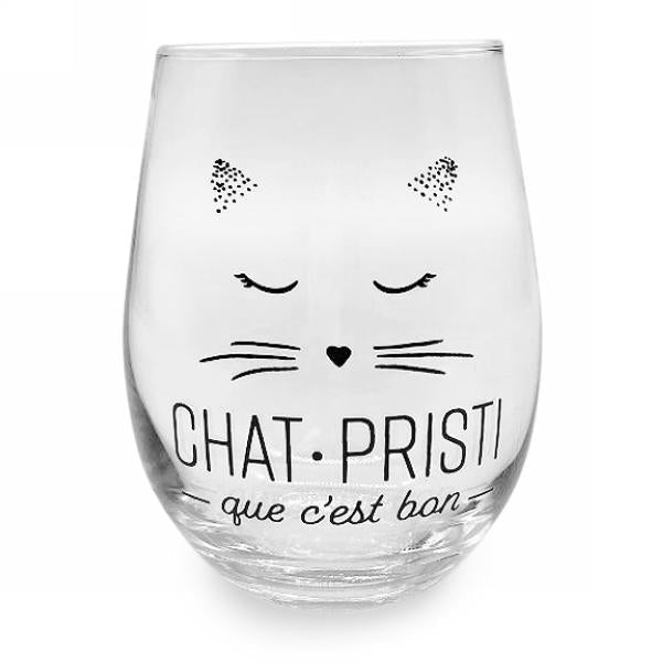 Verre à vin 3,5 po x 5 po "Chat Pristi que c'est bon"