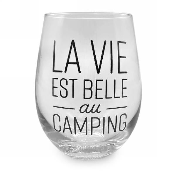 Verre à vin 550 ml La vie est belle au camping