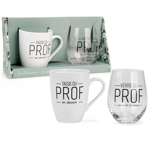 Ensemble de tasse et verre à vin Prof