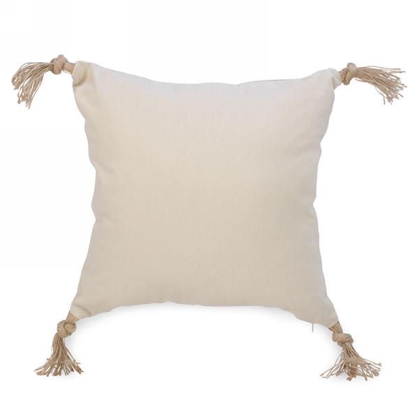 Coussin 17 po x 17 po ivoire avec pompons
