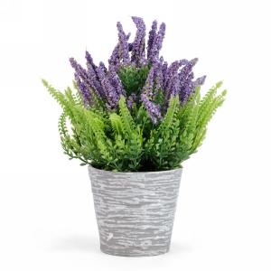 Plante lavande artificielle 4 po x 9 po dans un pot gris