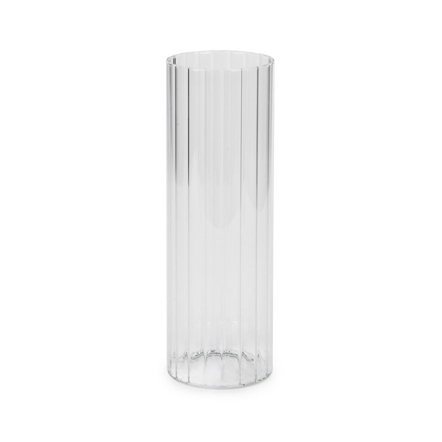 Vase en verre strié