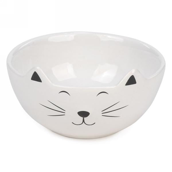 Bol blanc 4,5 po x 2,5 po face de chat