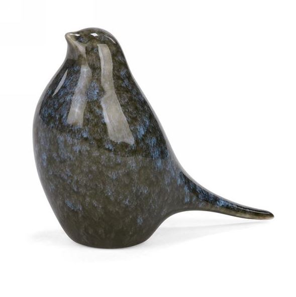 Oiseau en céramique 2 po x 4,5 po x 4 po bleu et vert