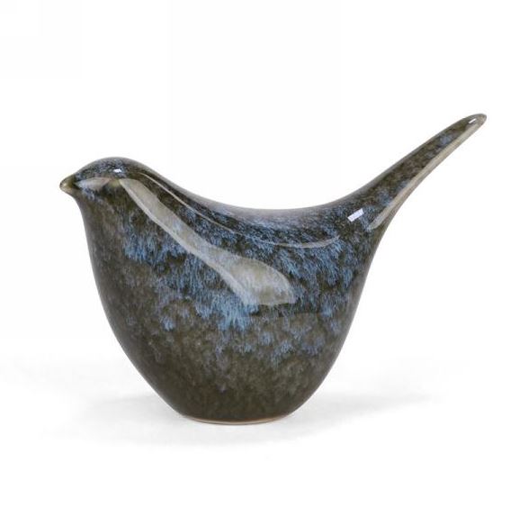 Oiseau en céramique 2,5 po x 5 po x 3,5 po bleu et vert