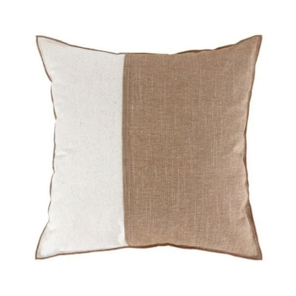 Coussin 45 cm x 45 cm en polyester crème et brun