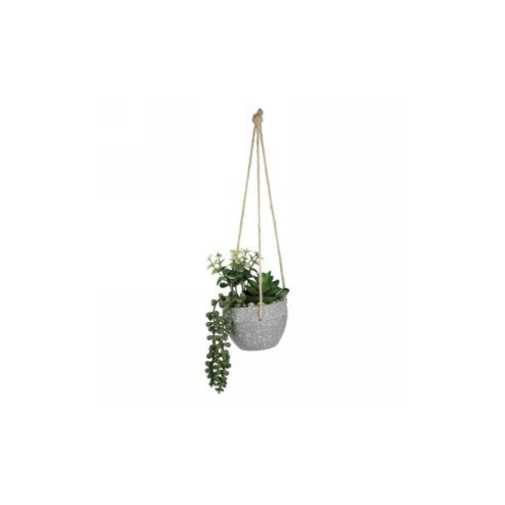 Jardinière avec une plante succulente artificielle dans un pot en ciment 4 po x 16 po