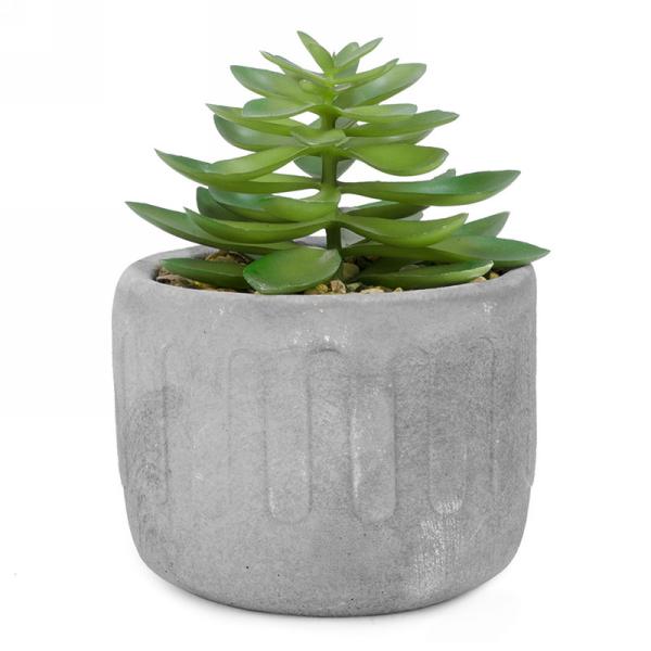 Plante artificielle verte succulente 5 po x 6 po dans un pot en ciment