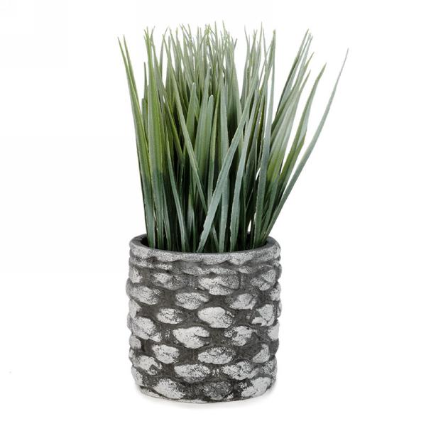 Plante verte artificielle 4 po x 10 po dans un pot en ciment texturé