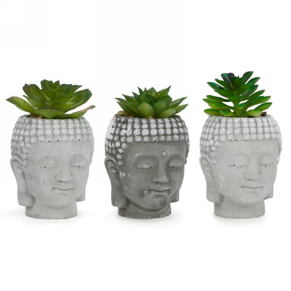 Plante succulente artificielle 3 po x 5 po dans un pot en ciment tête de bouddha