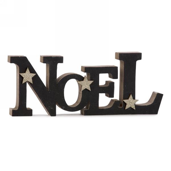 Décoration NOËL 9 po x 4 po noir avec étoile or