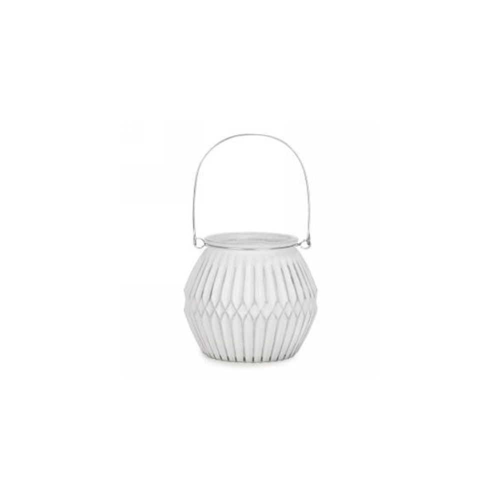 Lanterne 5 po x 4 po en verre avec motif ligné blanc
