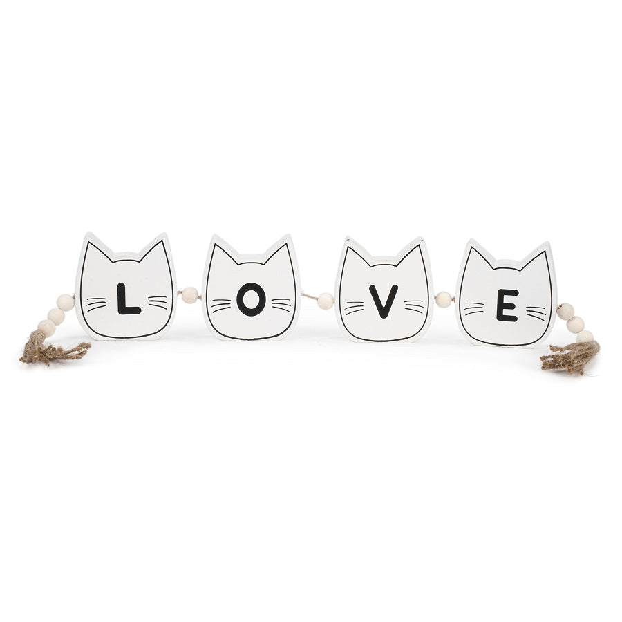 LOVE 16 po x 3,5 po en forme de tête de chat avec glands