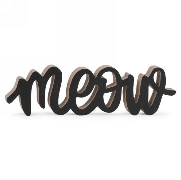 Décoration "Meow" 11 po x 3 po noir