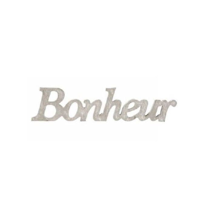 Décoration "Bonheur" 11,5 po x 3 po en bois blanc