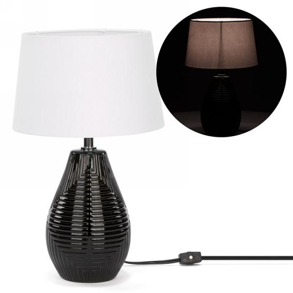 Lampe de table 9 po x 15 po base noire et abat-jour blanc