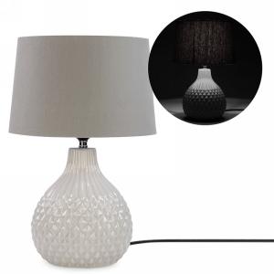 Lampe de table base en céramique grise et abat-jour gris 8 po x 17 po