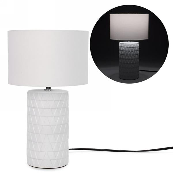 Lampe de table 10 po x 16 po base blanche et abat-jour blanc