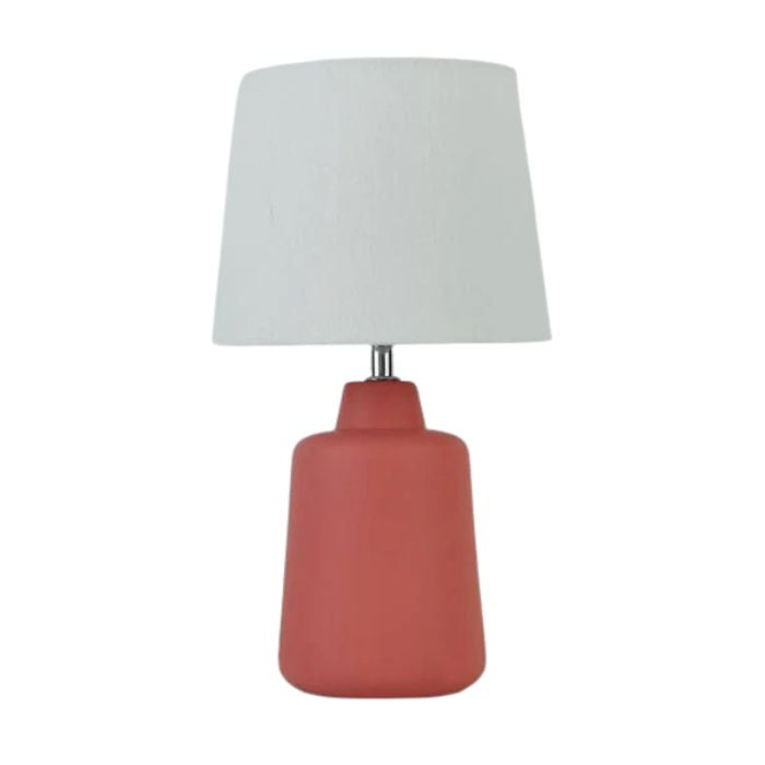 Lampe de table base corail et abat-jour blanc
