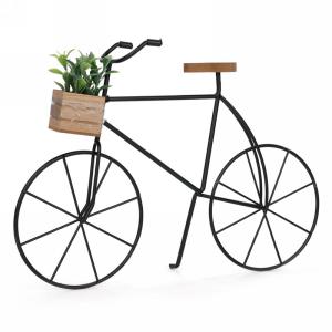 Bicyclette en métal avec une plante artificielle 13 po x 3 po x 9 po