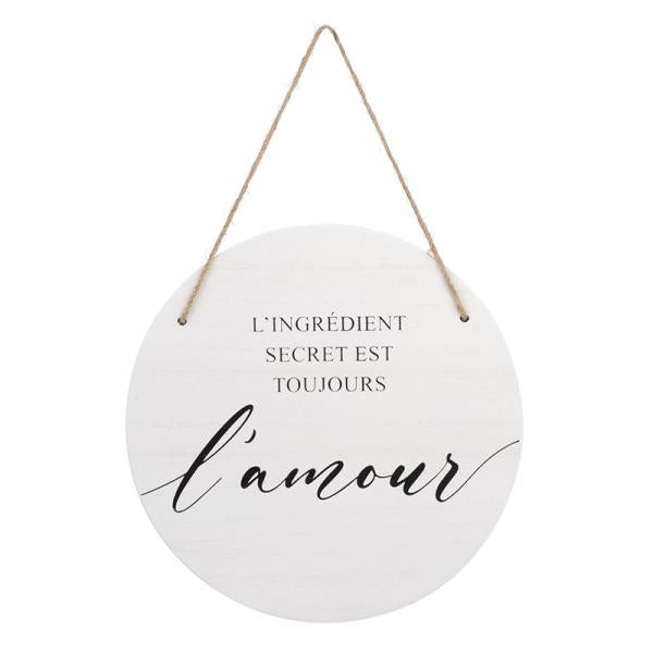 Plaque ronde "L'ingrédient secret est toujous l'amour"