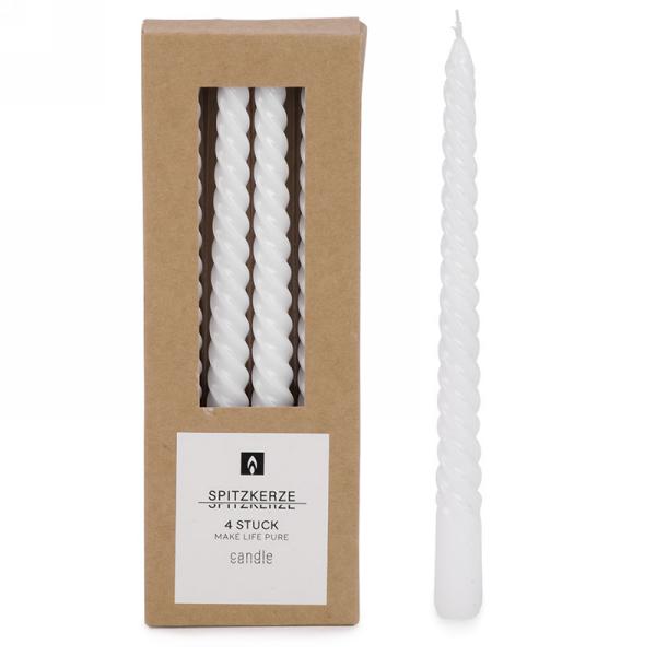 Chandelle torsadée 10 po blanche (boîte de 4)