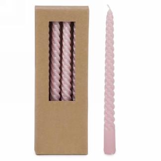 Chandelle torsadée 10 po rose pâle (boîte de 4)