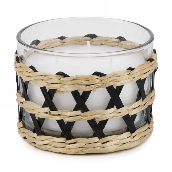 Chandelle 5,5 po motif tissé noir et naturel
